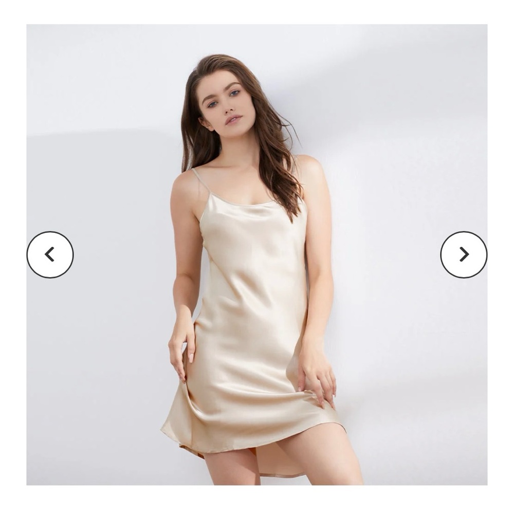 NWT Thxsilk Champagne Silk Chemise